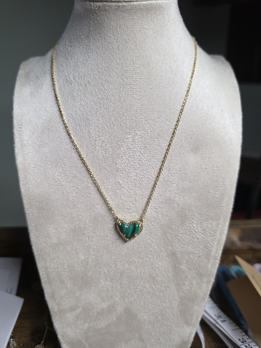 NWT Kendra Scott Heart Necklace with Green Malachite